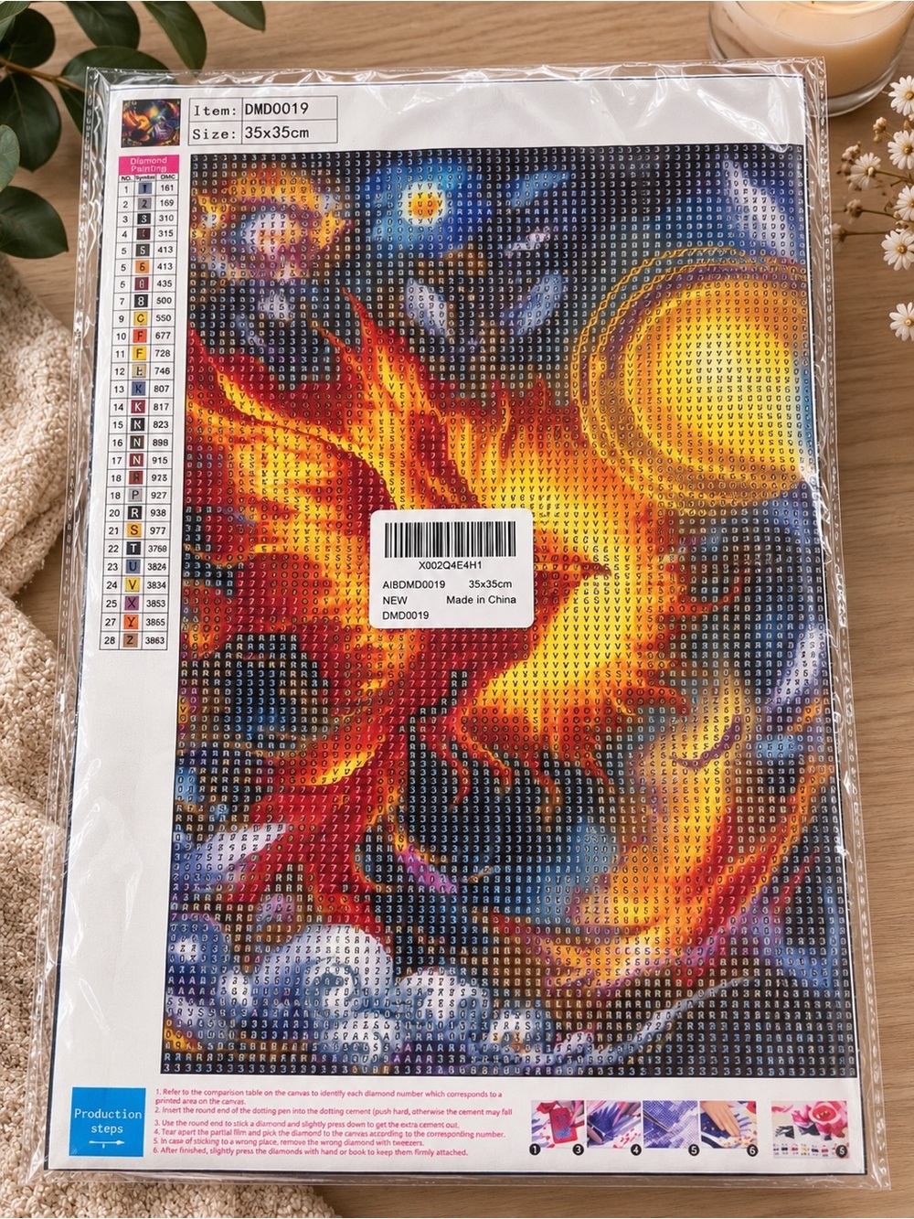 Amazon Phoenix Diamond Painting Kit - Red, Orange, Yellow, Blue, Black